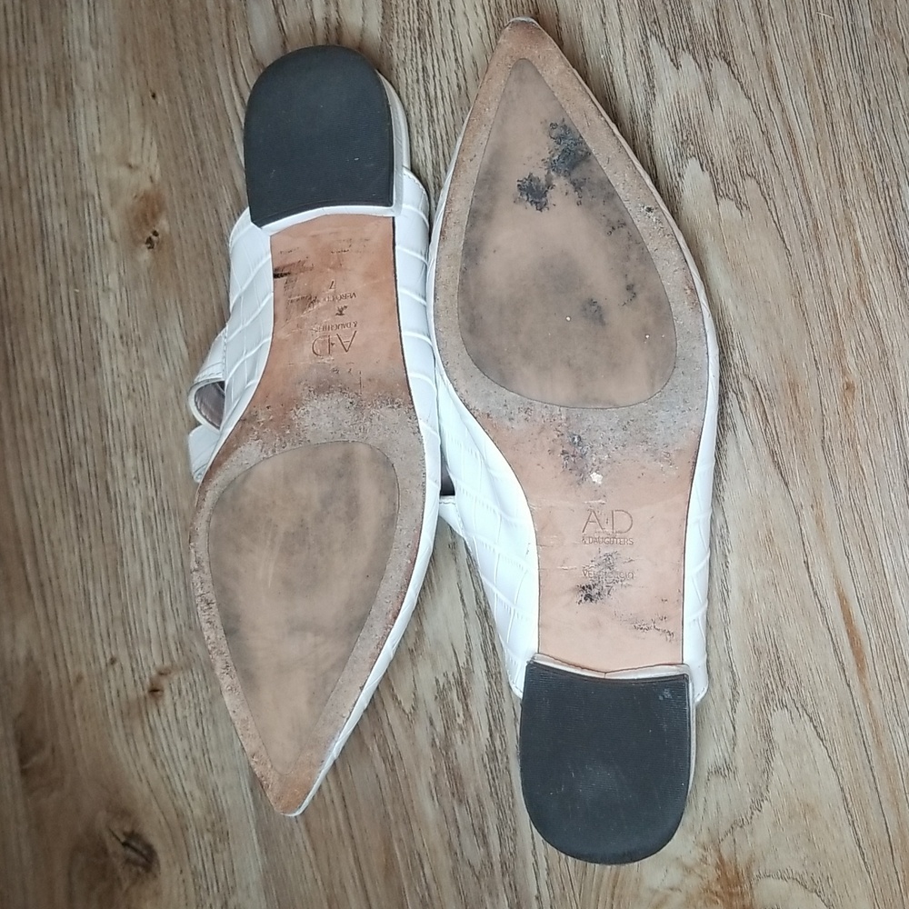 AD and Daughters Jemma Croc Embossed White Leather Slide In Mules Size 7 - Picture 8 of 10
